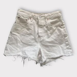 Levi's High Waist White Denim Shorts
